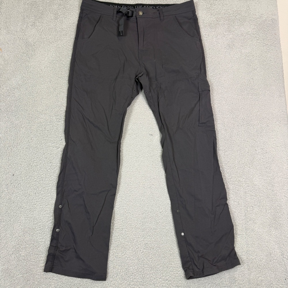 Prana Zion Mens Hiking Pants 38x34 Gray Stretch Cargo Outdoor Climbing Trousers